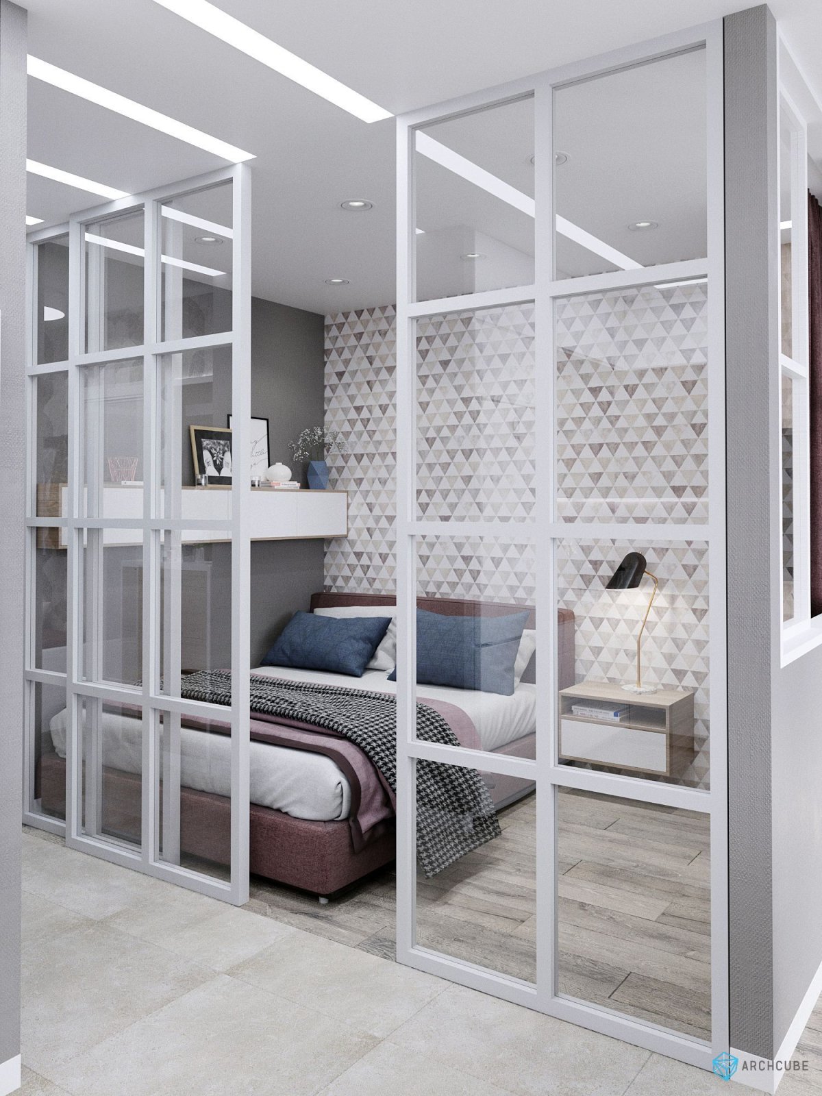 Перегородка между пспальной и гостиной