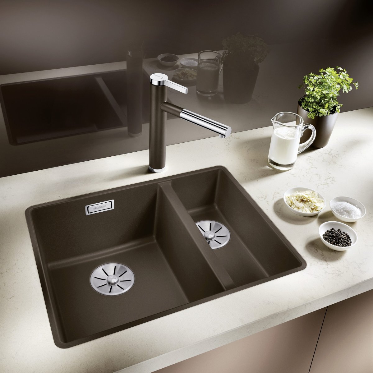 Blanco мойка двойная камень 855