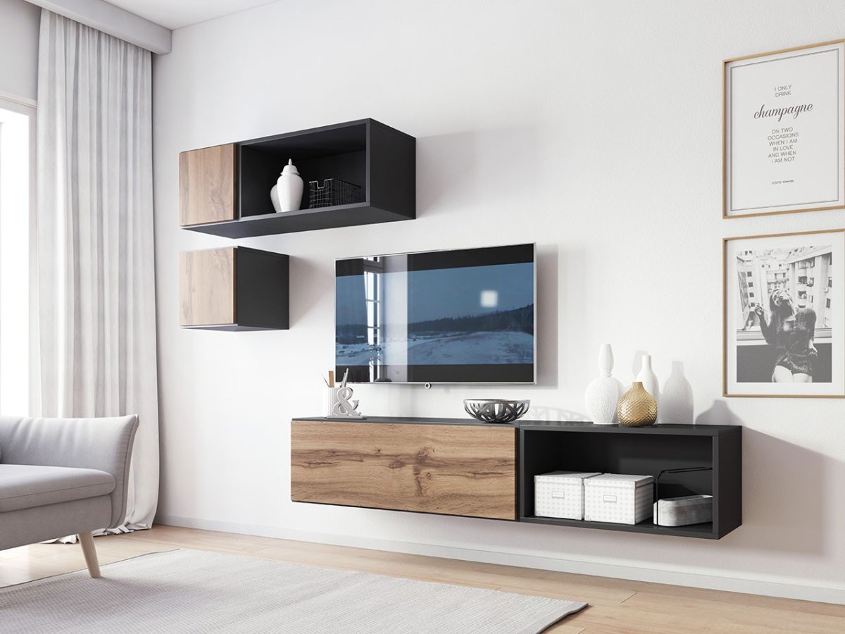 Консоль под ТВ для гостиной в современном стиле с биокамине