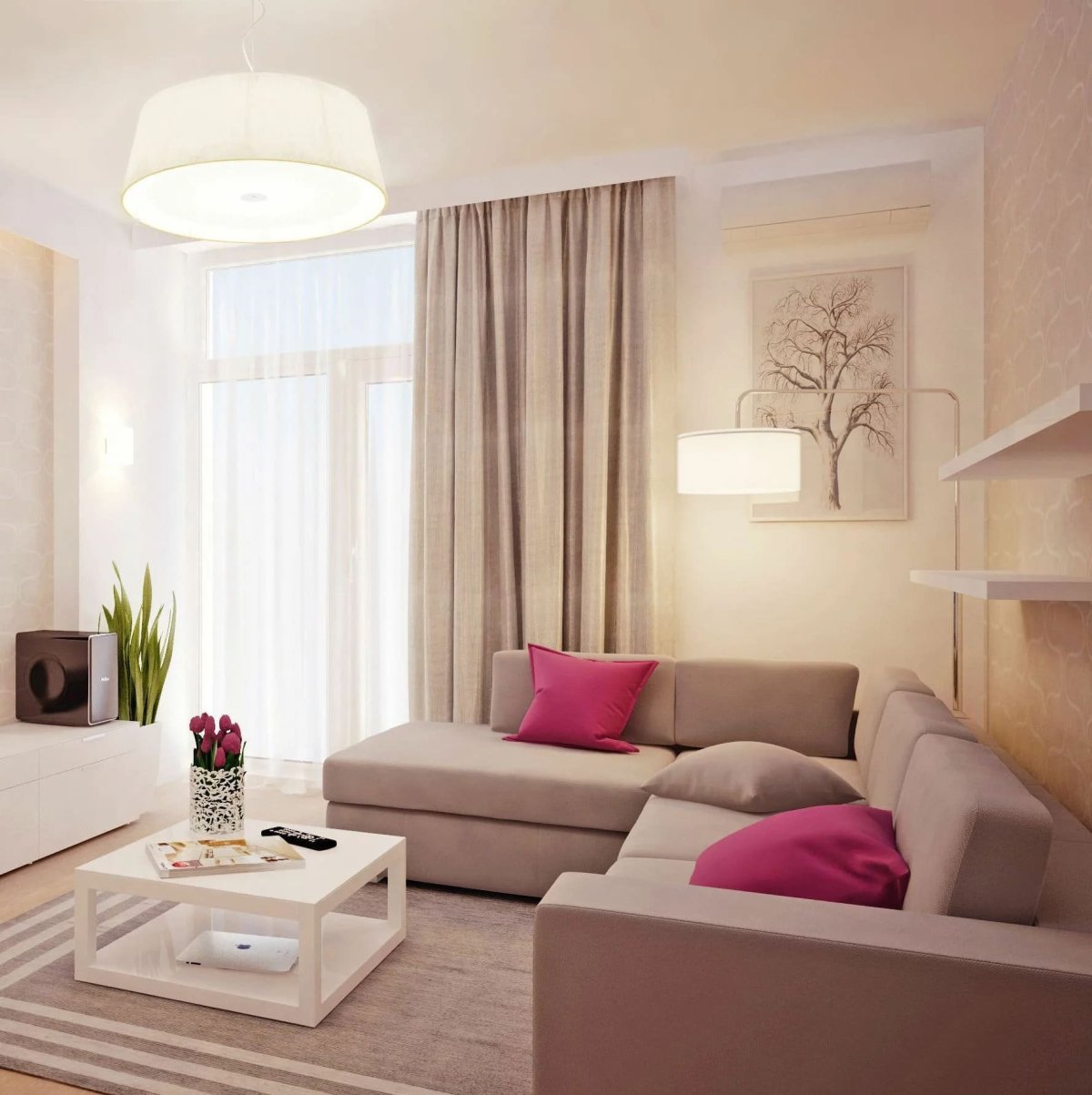 Бежевая гостиная в современном