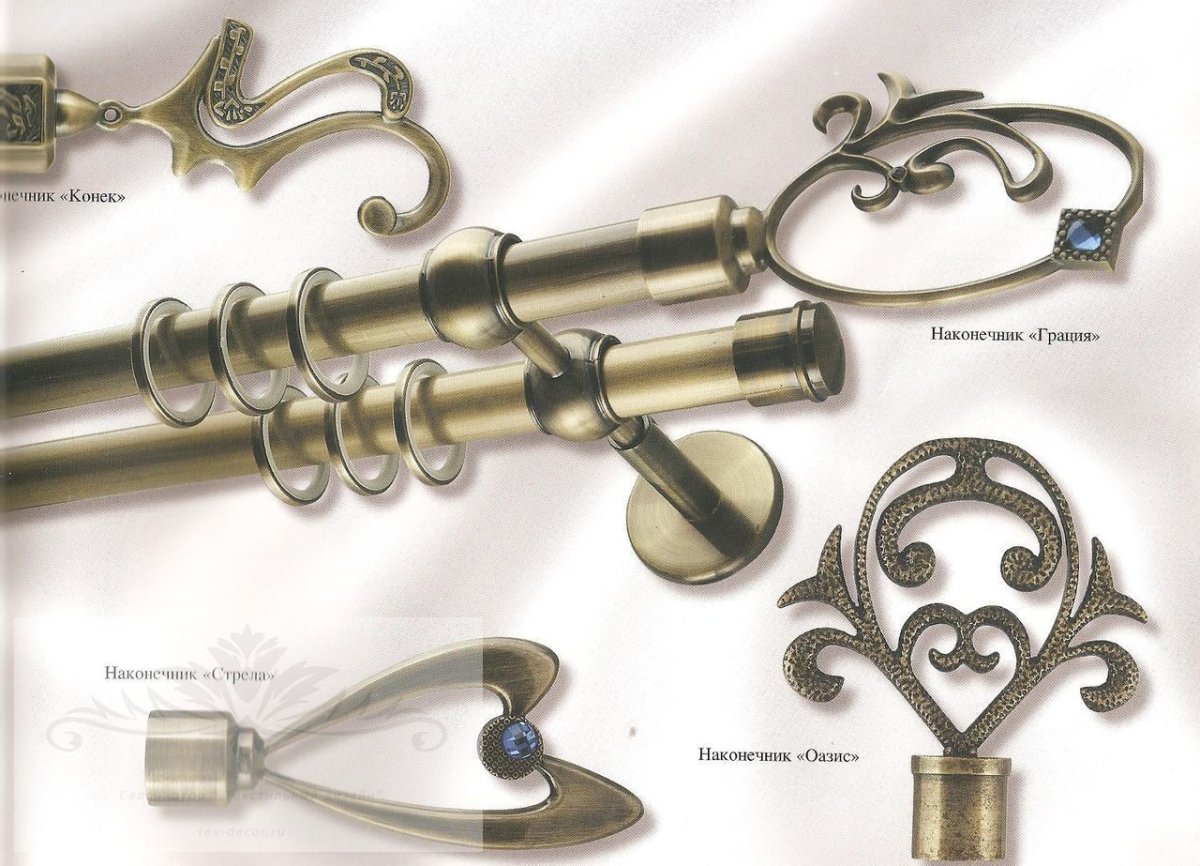 Металлический карниз для штор матовое золото