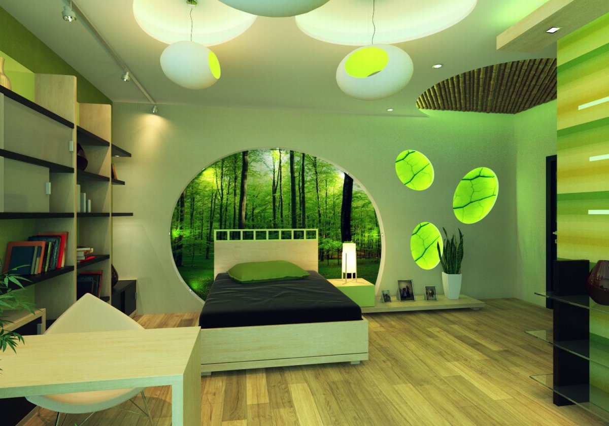 Круги на стене в интерьере