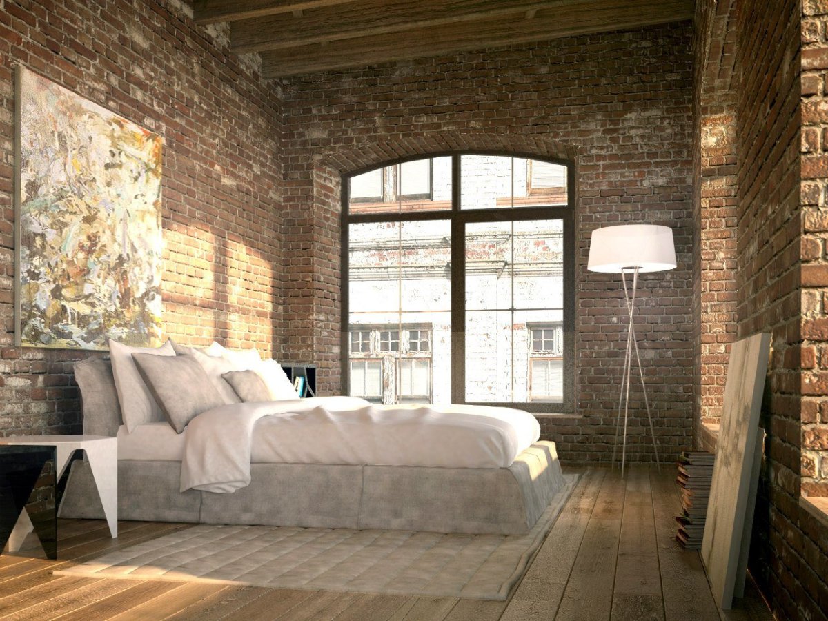 Кирпич и штукатурка в интерьере