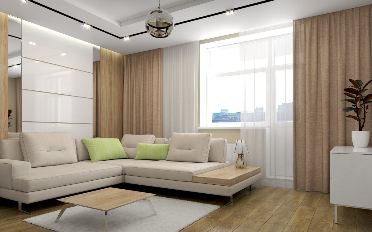 Гостиная комната в пастельных тонах