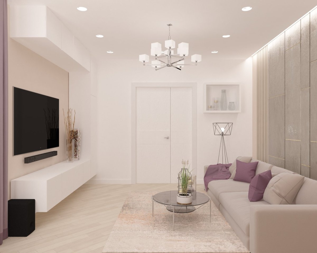 Гостиная с белым полом
