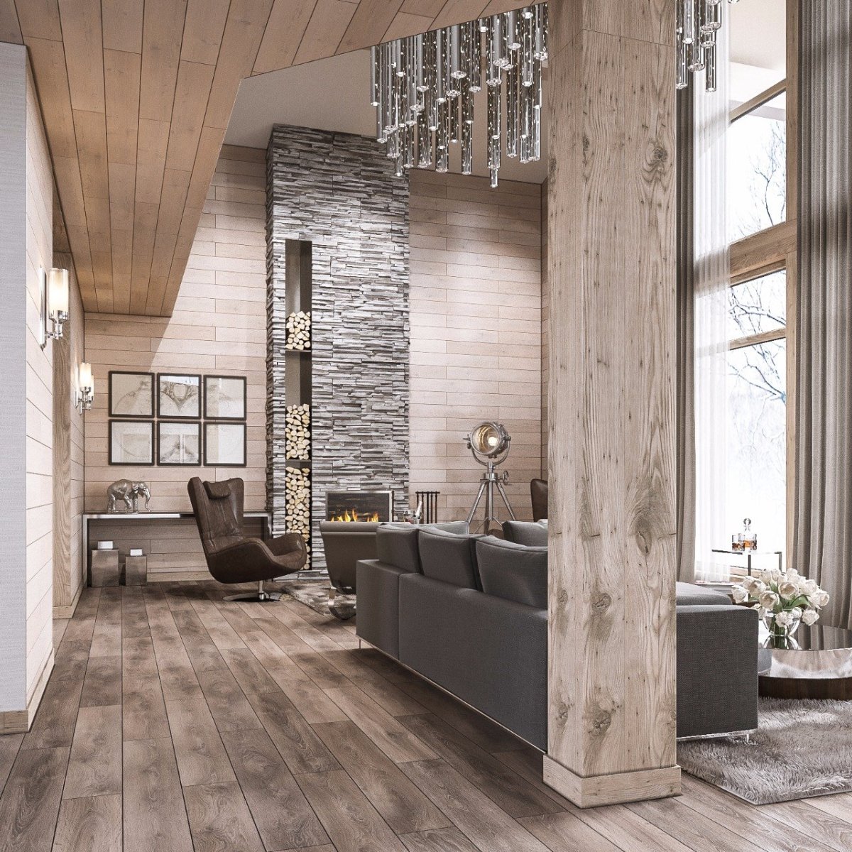 Ламинат в гостиной в интерьере