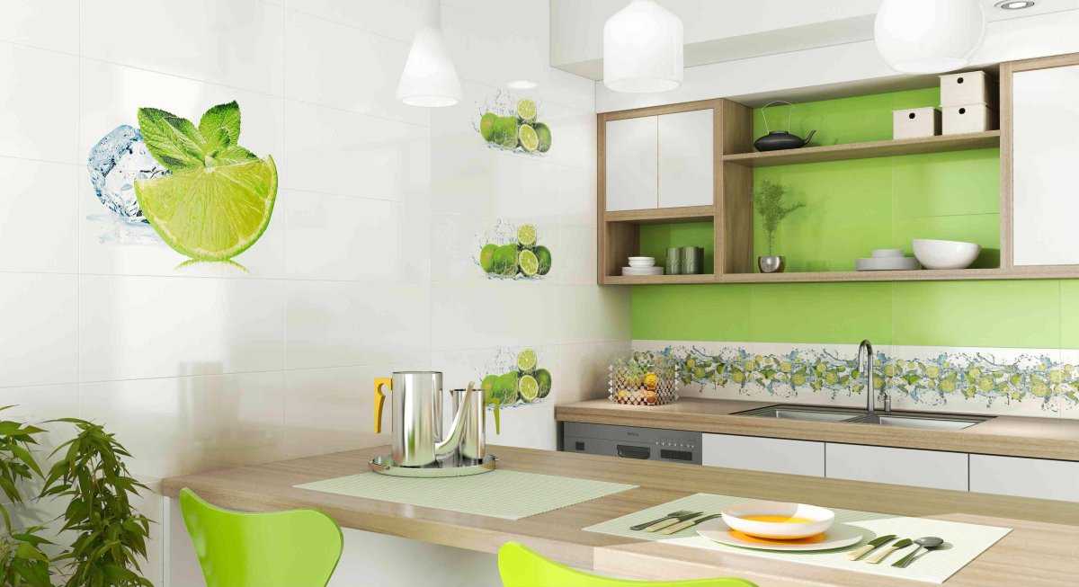 Бело зеленая кухня