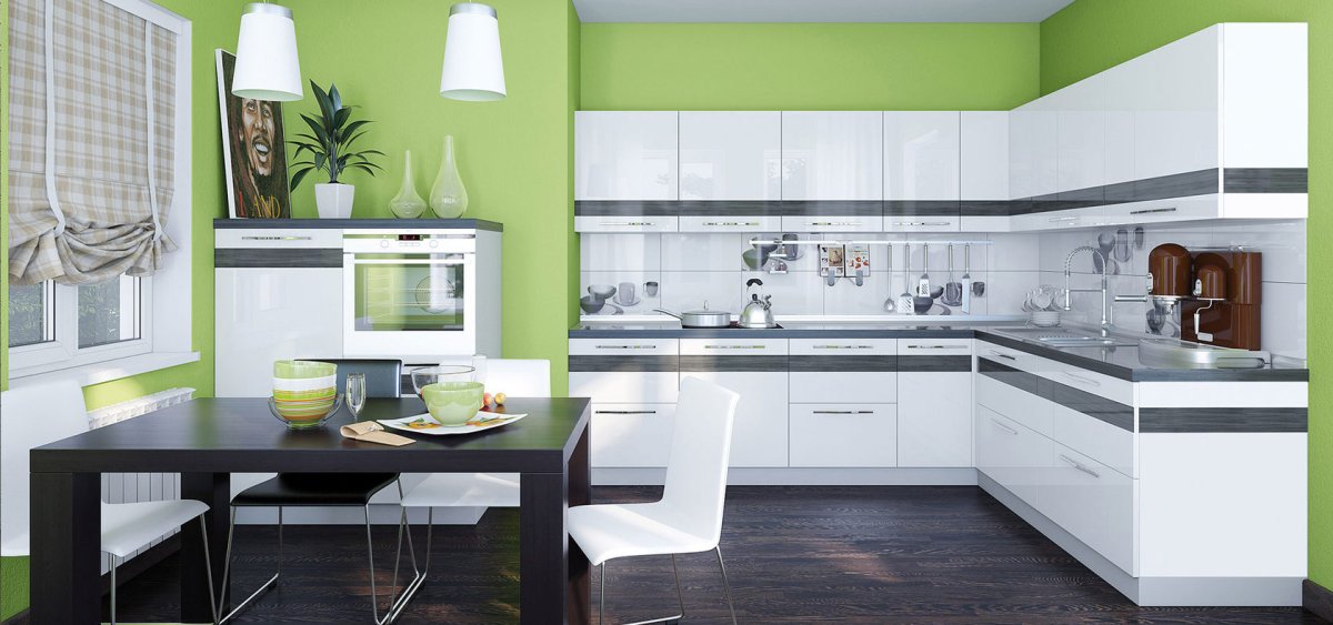 Кухонный гарнитур лаймового цвета