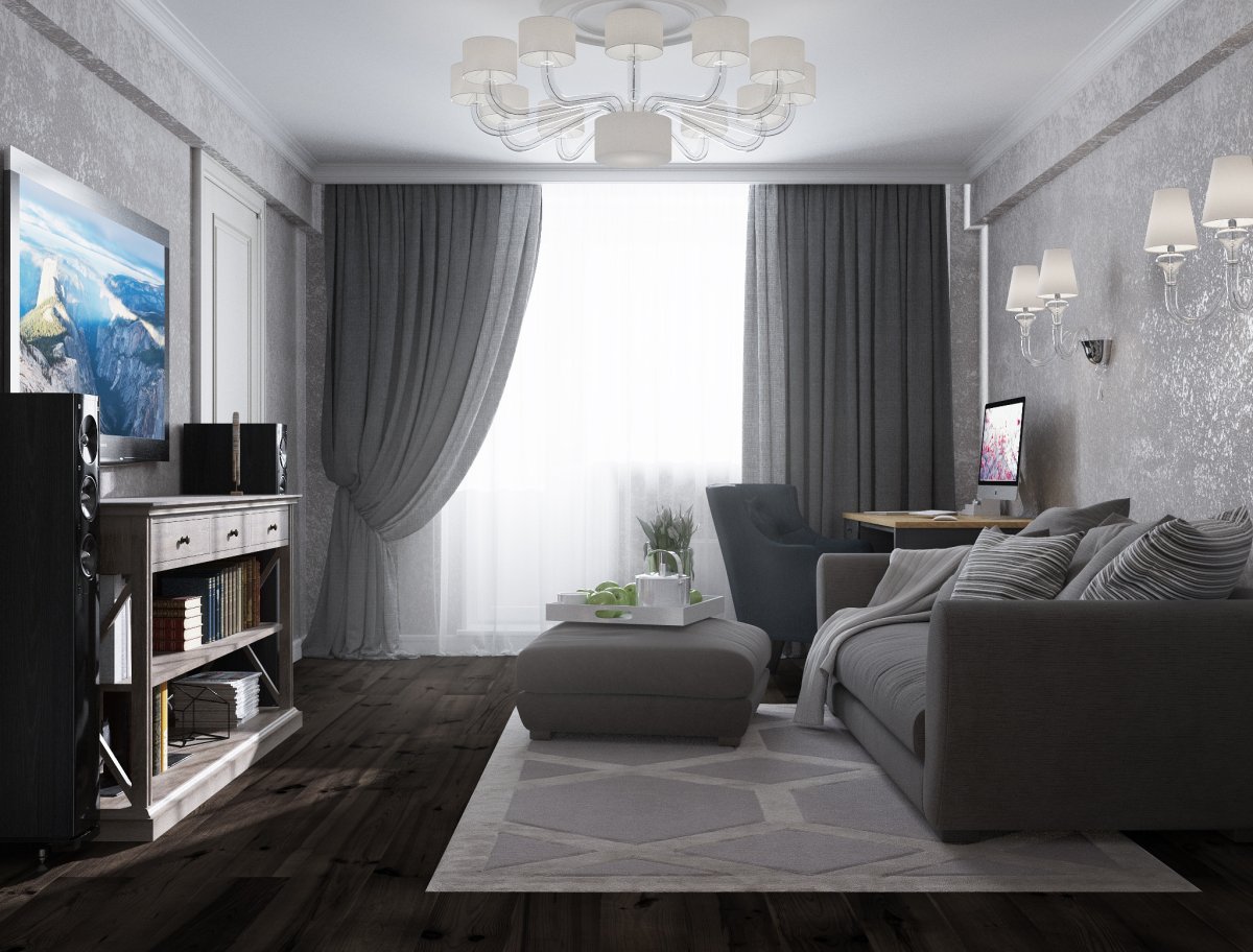 Натяжные потолки гостиная 18кв