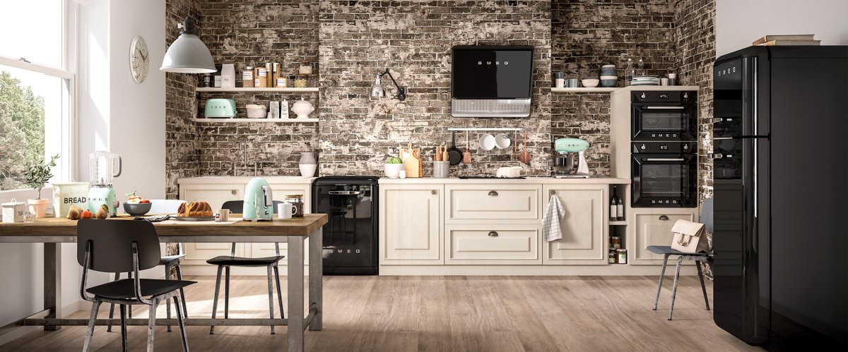 Ретро холодильник в скандинавском интерьере