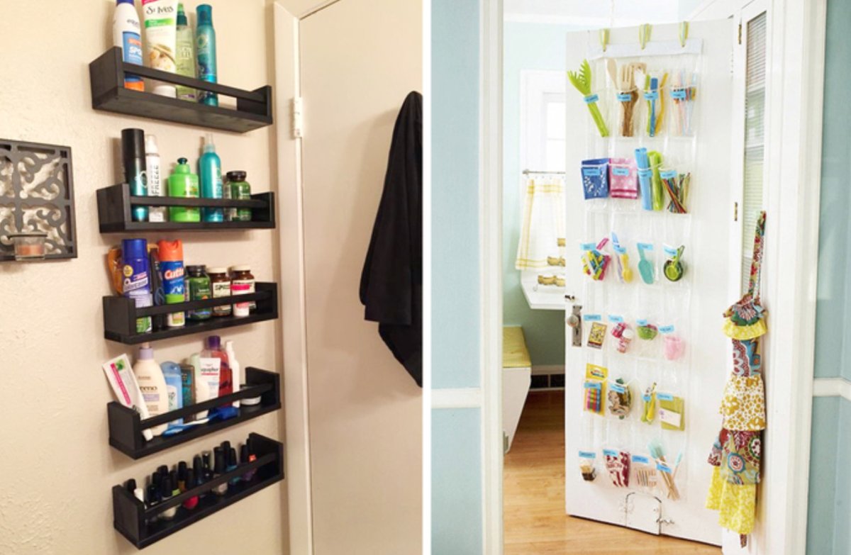 Расстановка открытых полок на стене