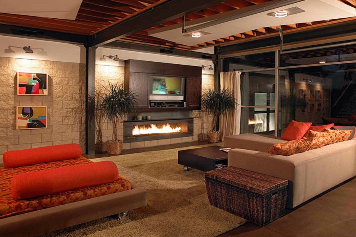 Дизайн гостиной в частном доме в стиле лаунж