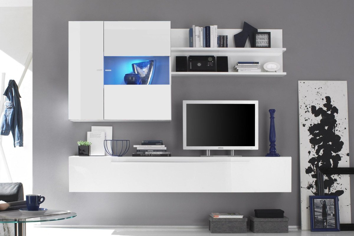 Стенки для гостиной с подвесными полками