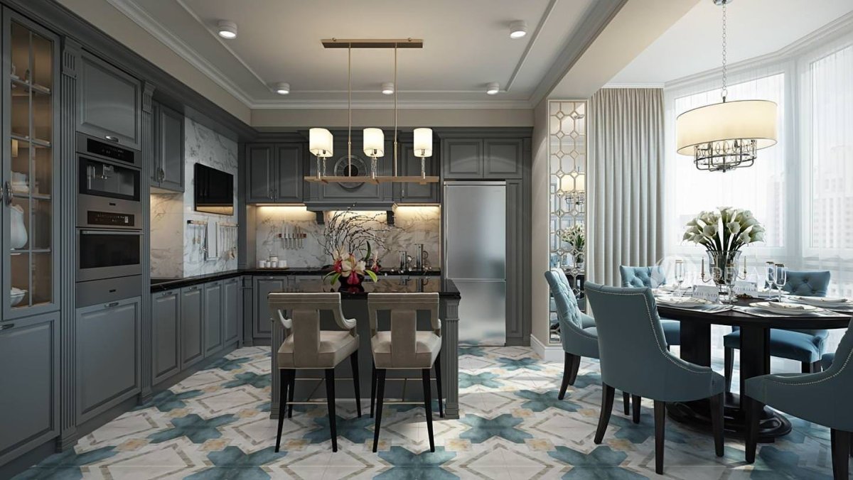 Кухня студия Неоклассика 20кв