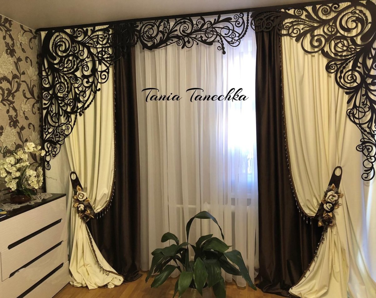 Красные шторы ажурный ламбрекен