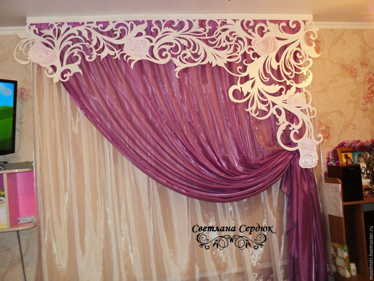 Ажурные ламбрекены и прихваты для штор