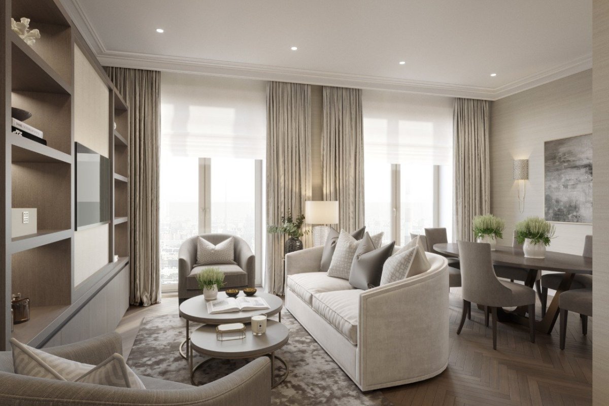 Гостиная с бежевыми стенами