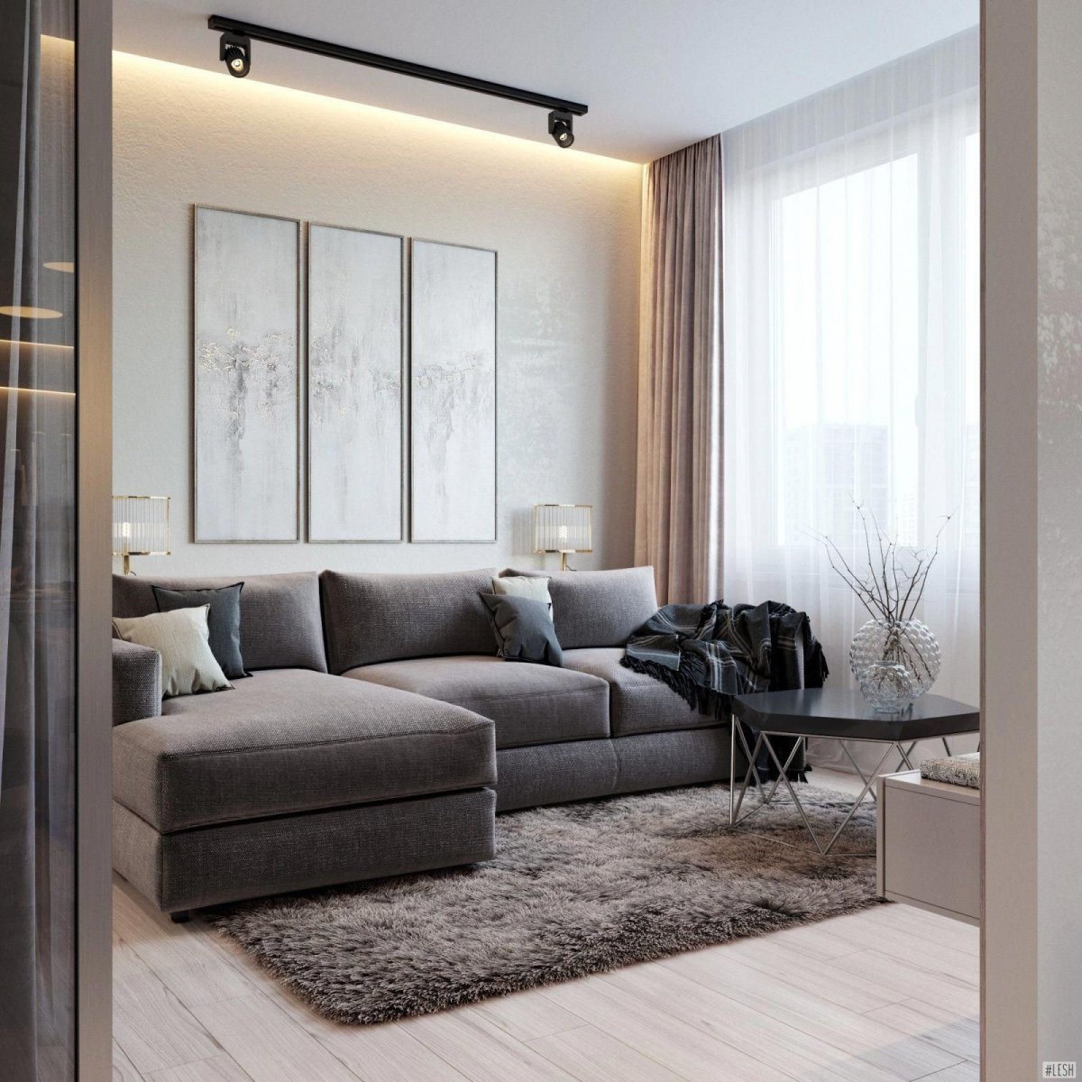 Гостиная в светлых тонах