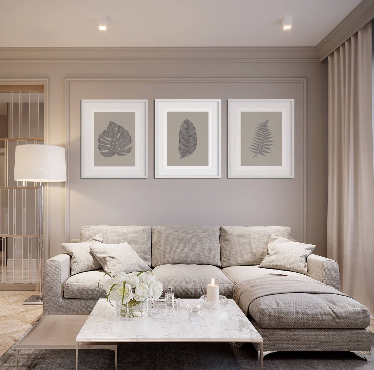 Гостиная в серых тонах