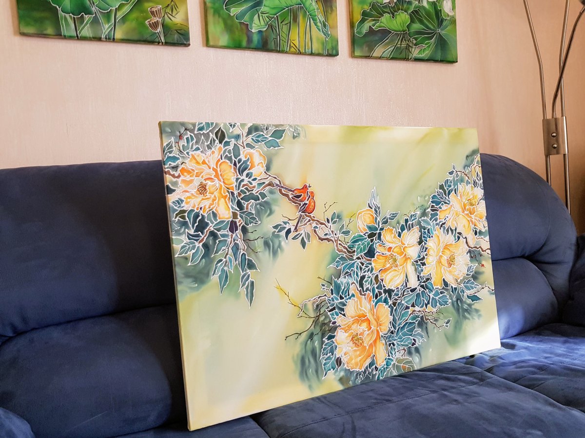 Картина из платка в интерьере