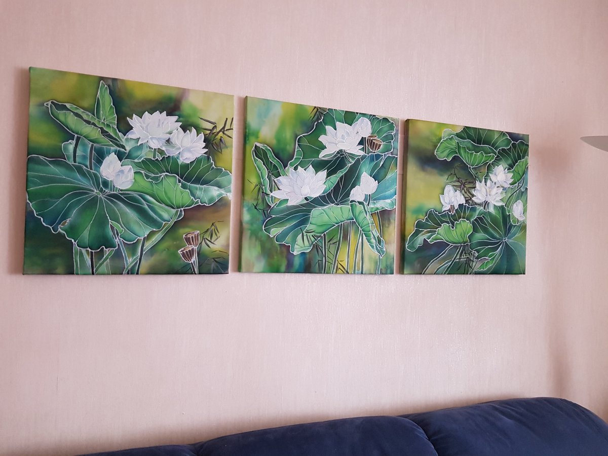 Батик Лотос триптих