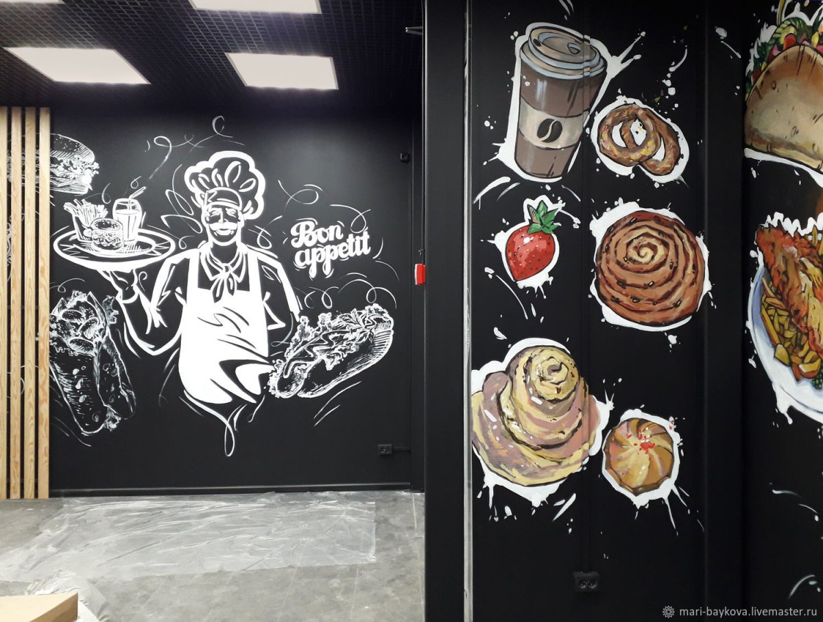 Роспись стен в кафе