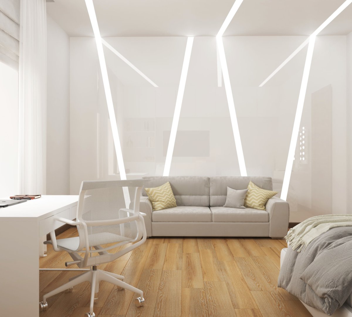 Световые линии на натяжном потолке