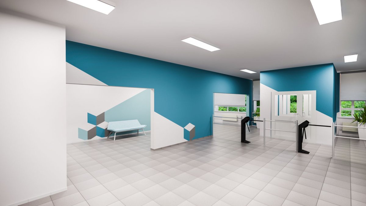 Комната с белыми стенами пустая с балконом