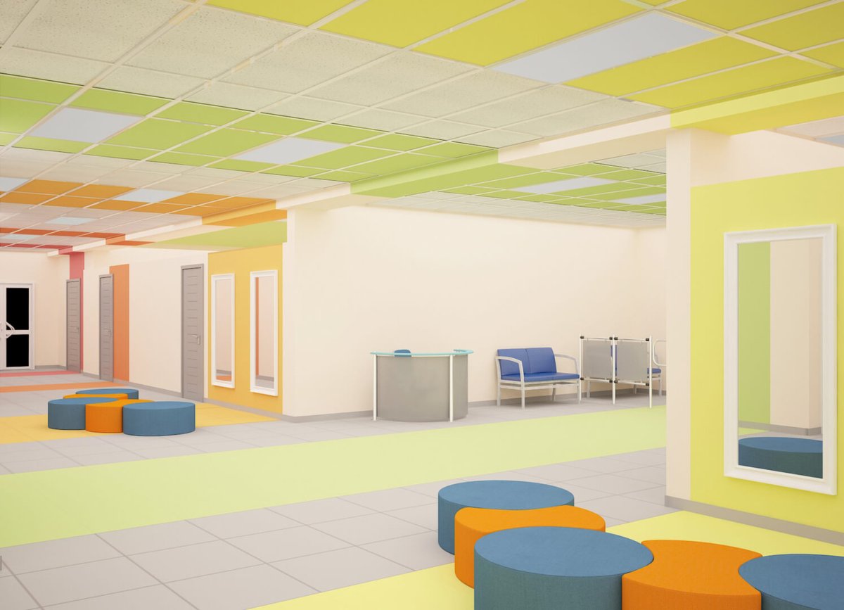 Танцевальный зал в оранжевом цвете