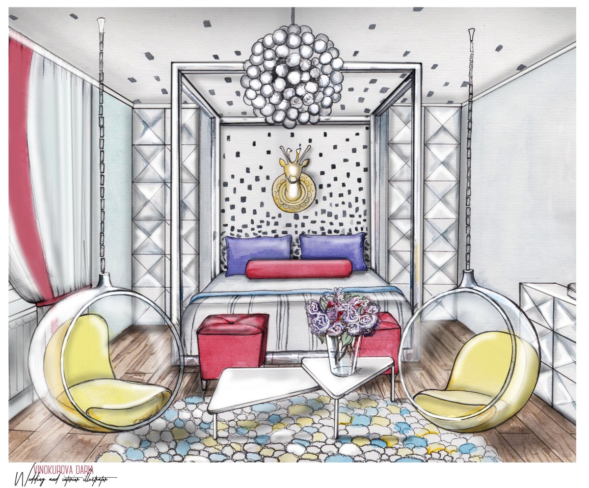 Скетчи предметов интерьера