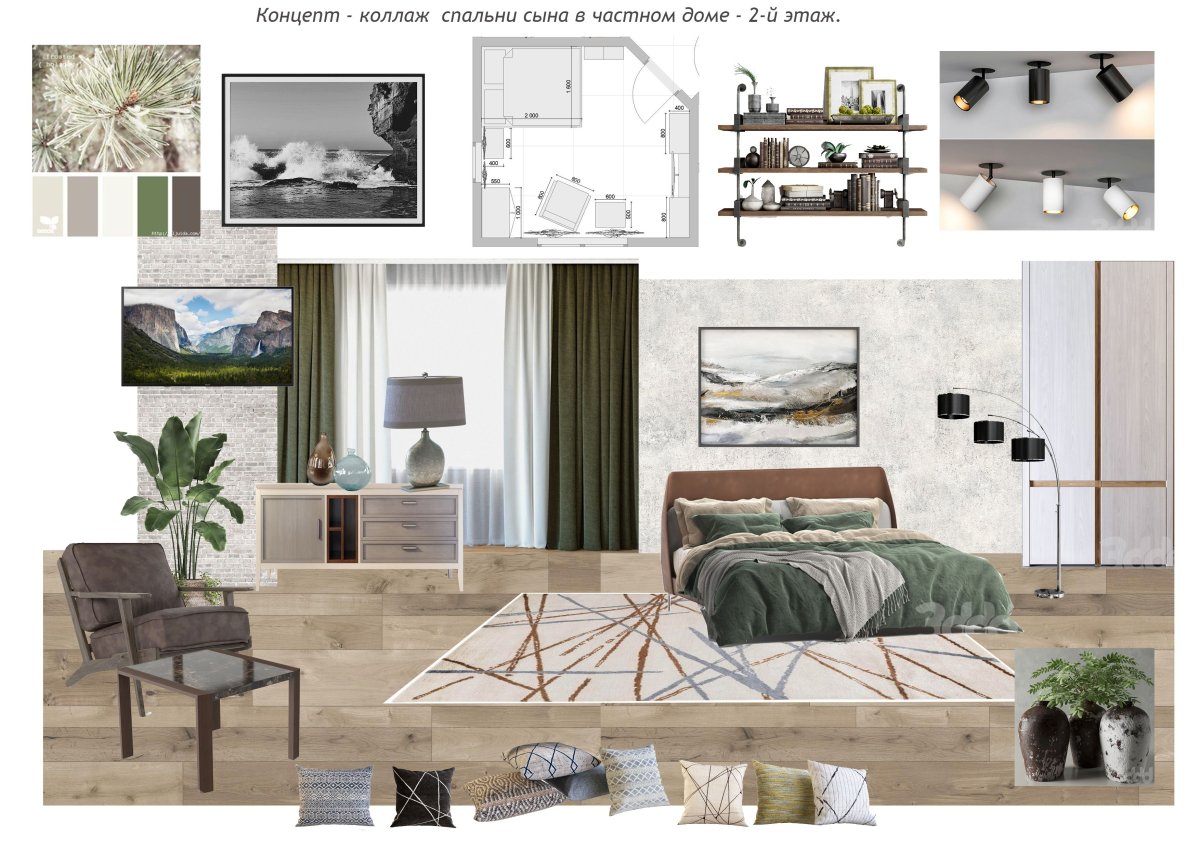 Коллаж интерьера спальни