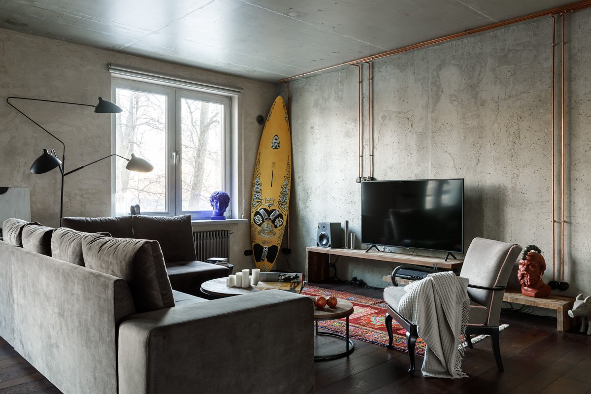 Освещение в гостиной лофт