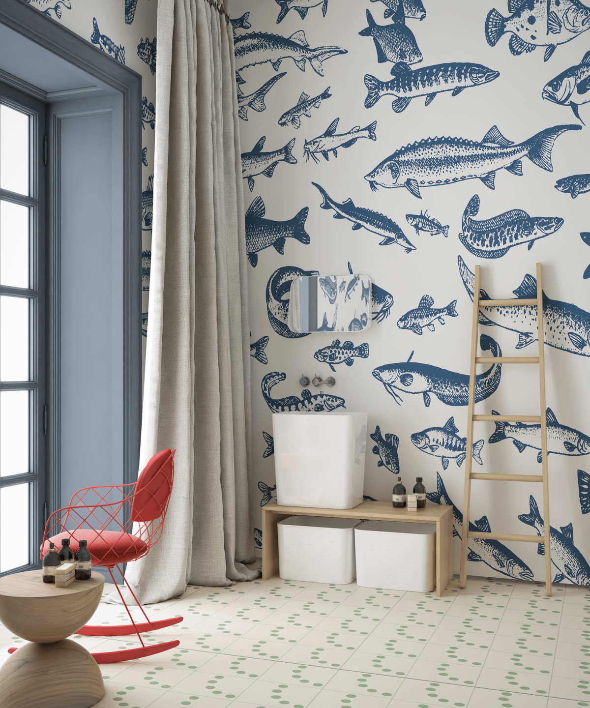 Обои с рыбами в интерьере