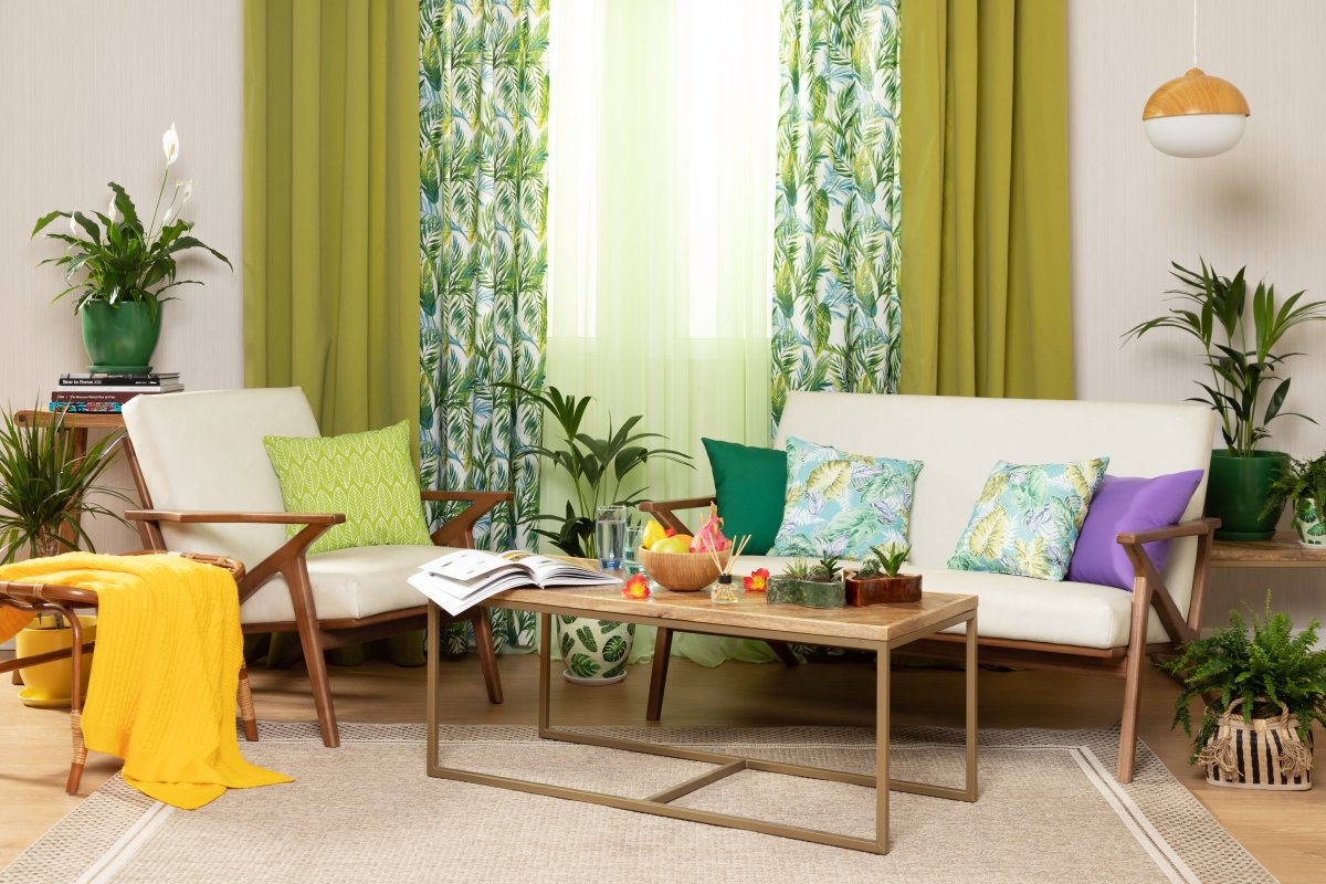 Тропические шторы в интерьере
