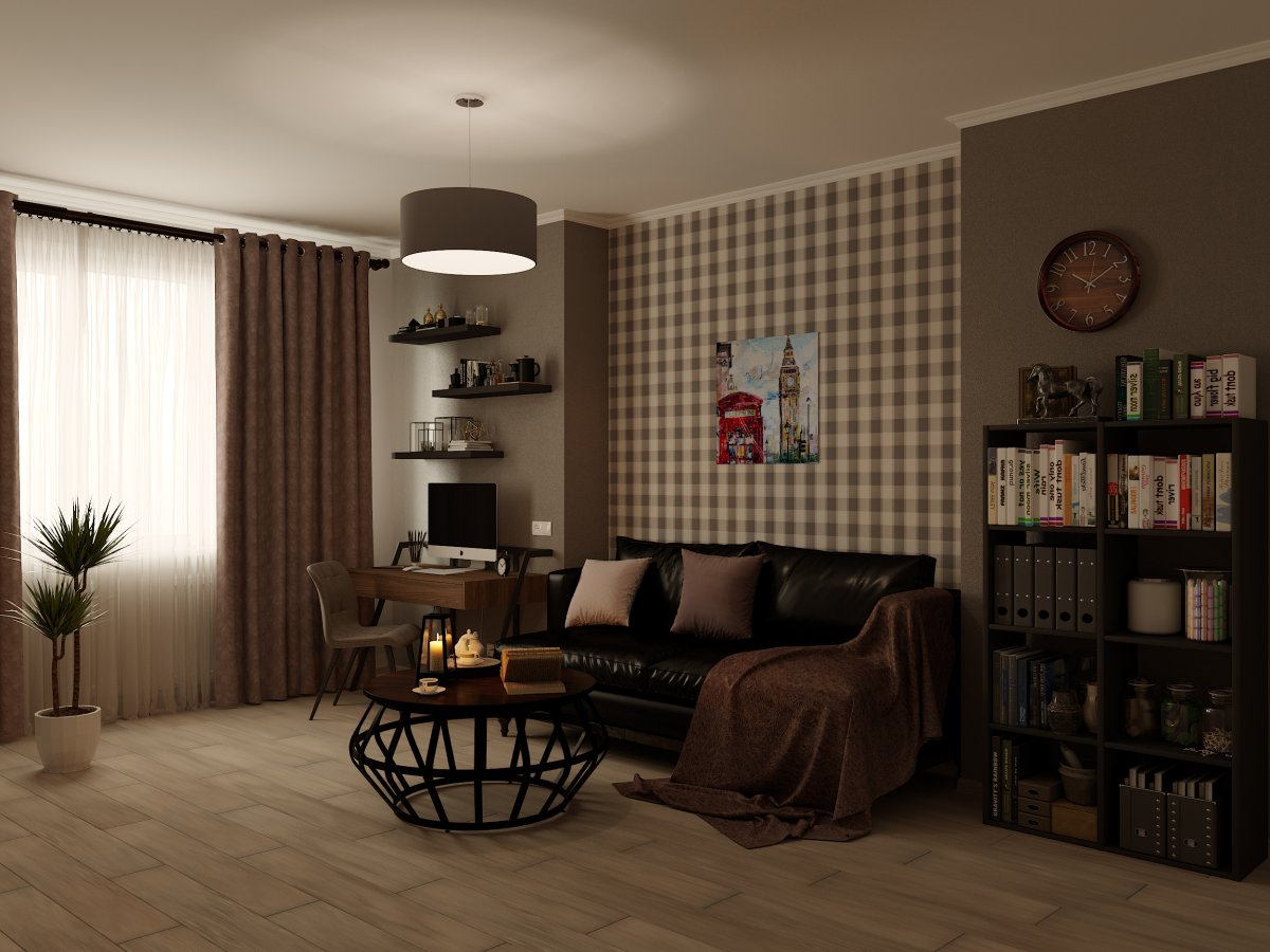 Гостиная в коричневом цвете