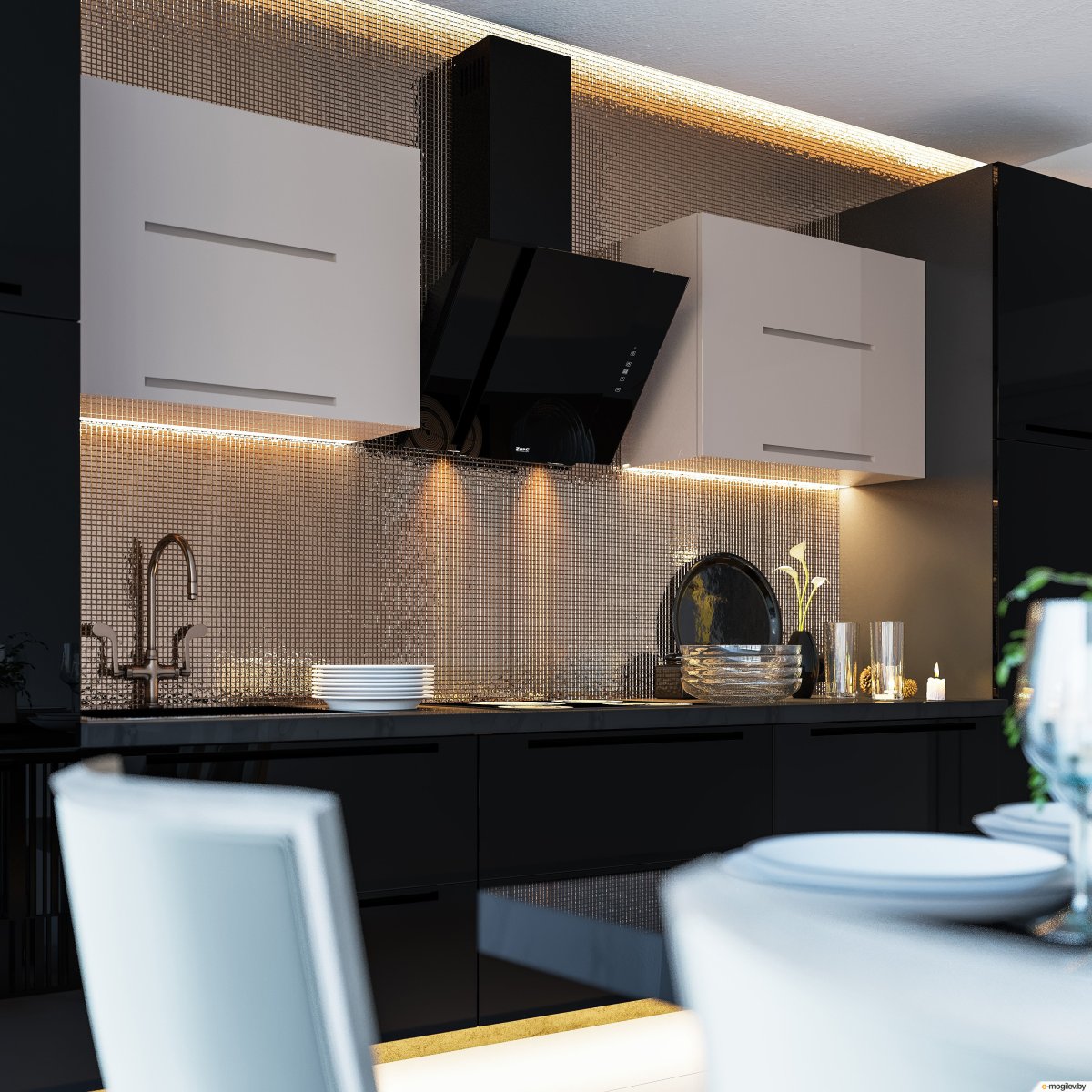 Наклонная вытяжка Эликор в интерьере