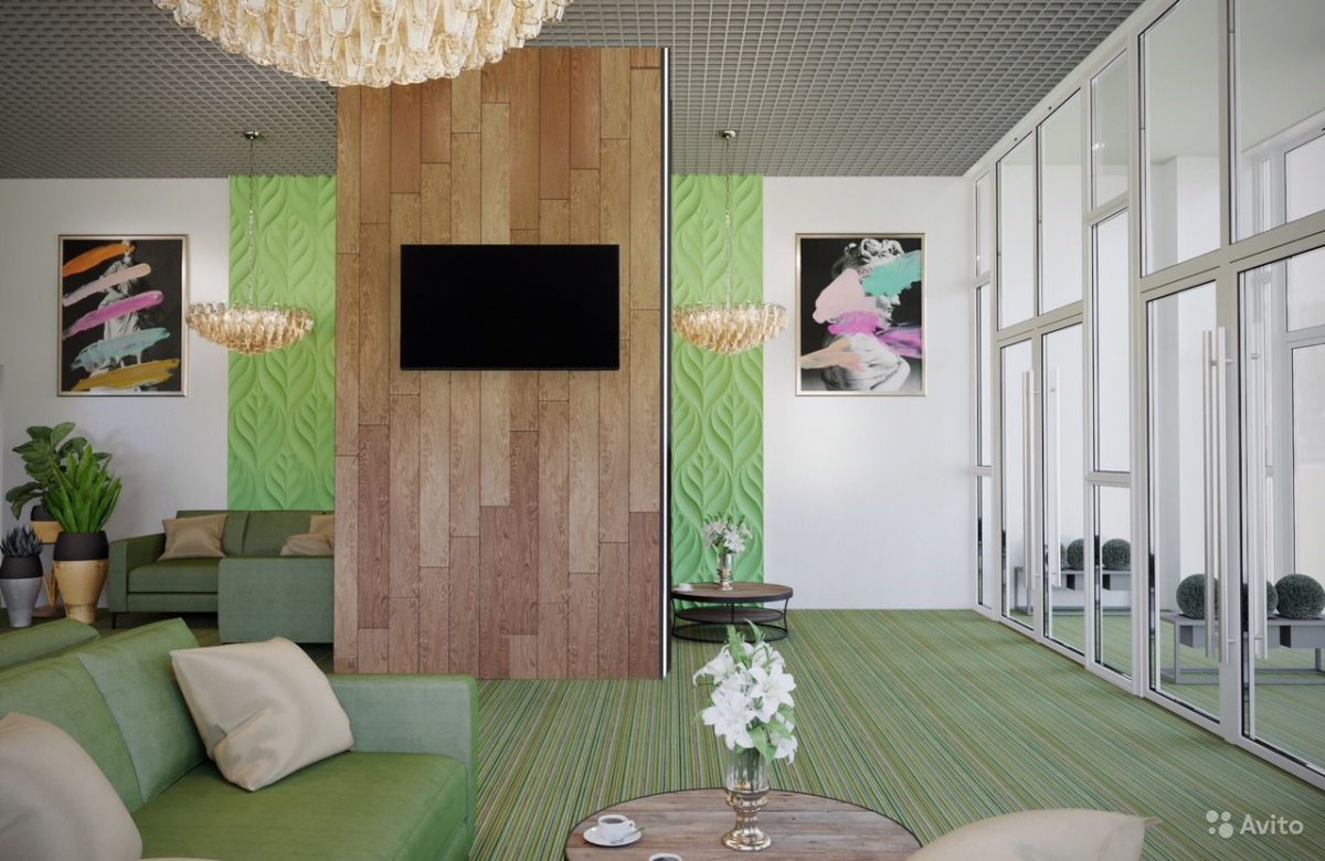 Гостиная в зеленых тонах