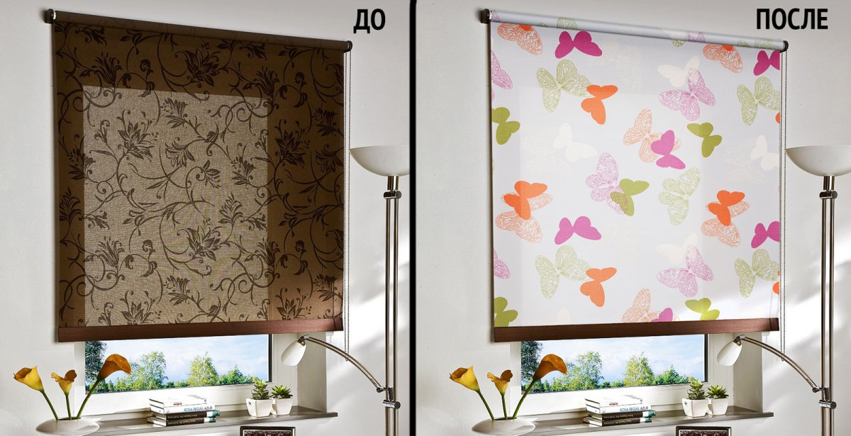 Шторы цветочный принт в интерьере