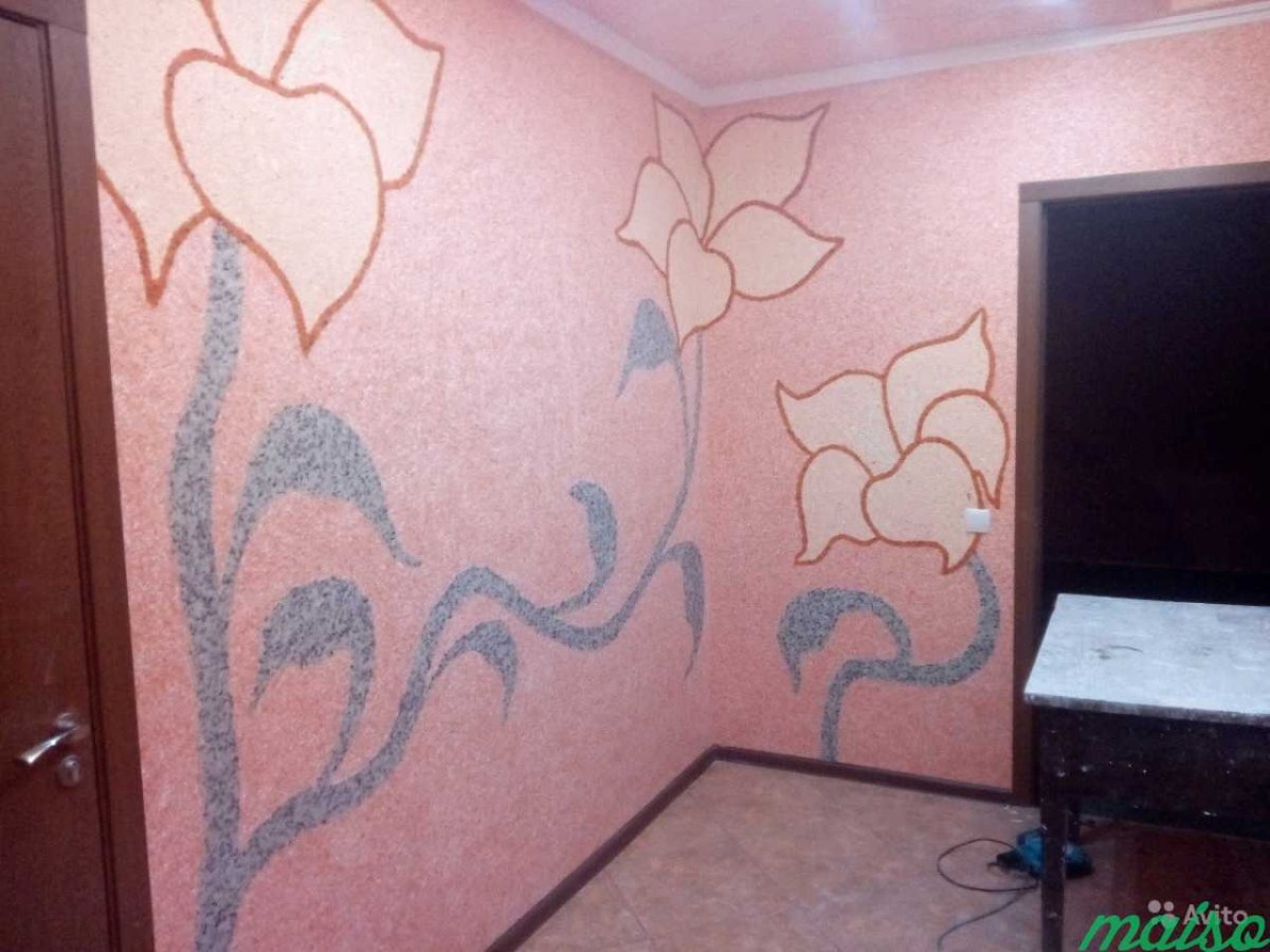 Жидкие обои в интерьере спальни