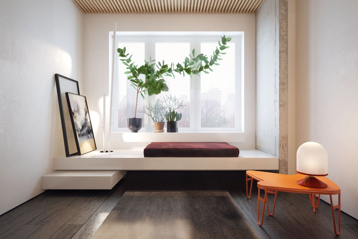 Декор подоконника в гостиной