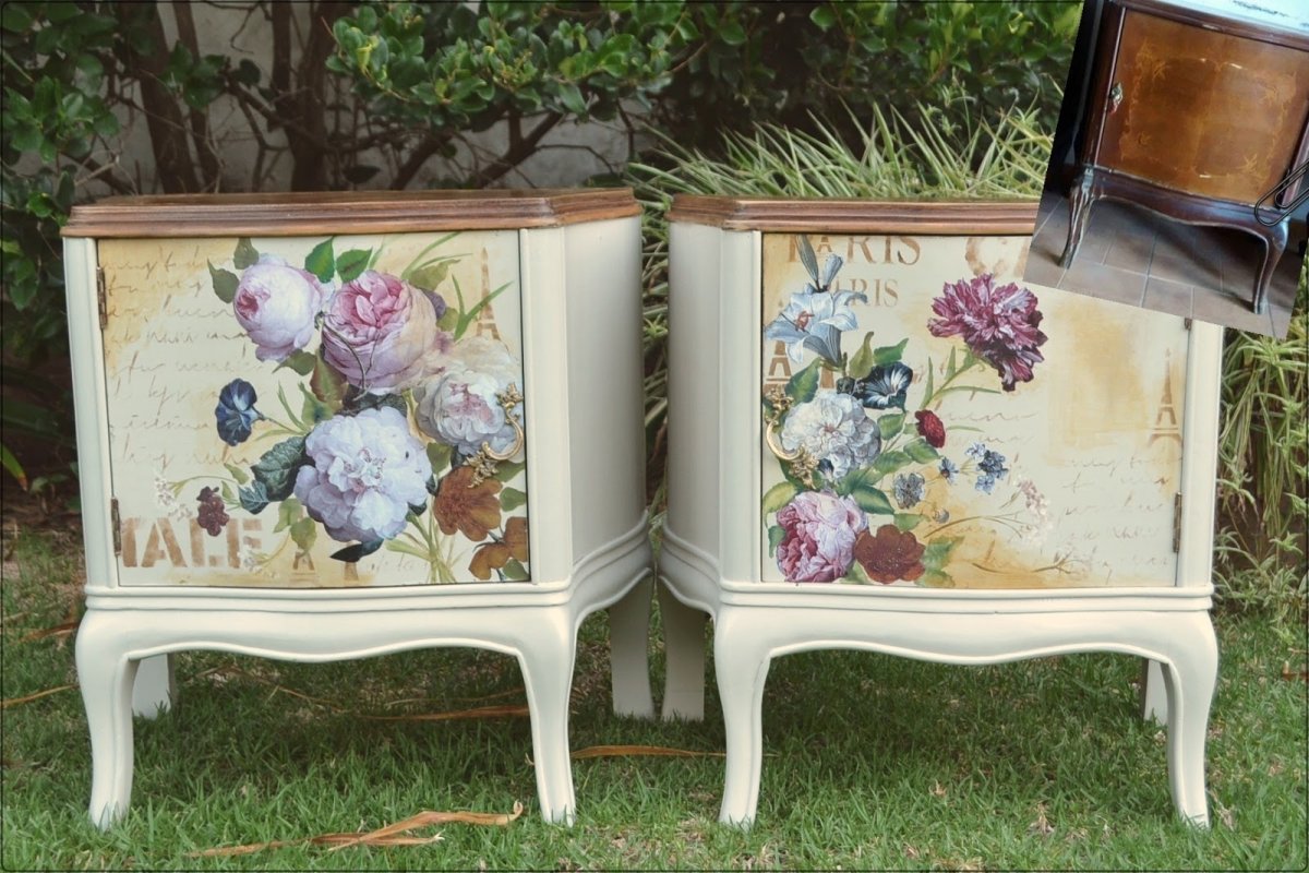 Тумбочка с лилиями декупаж