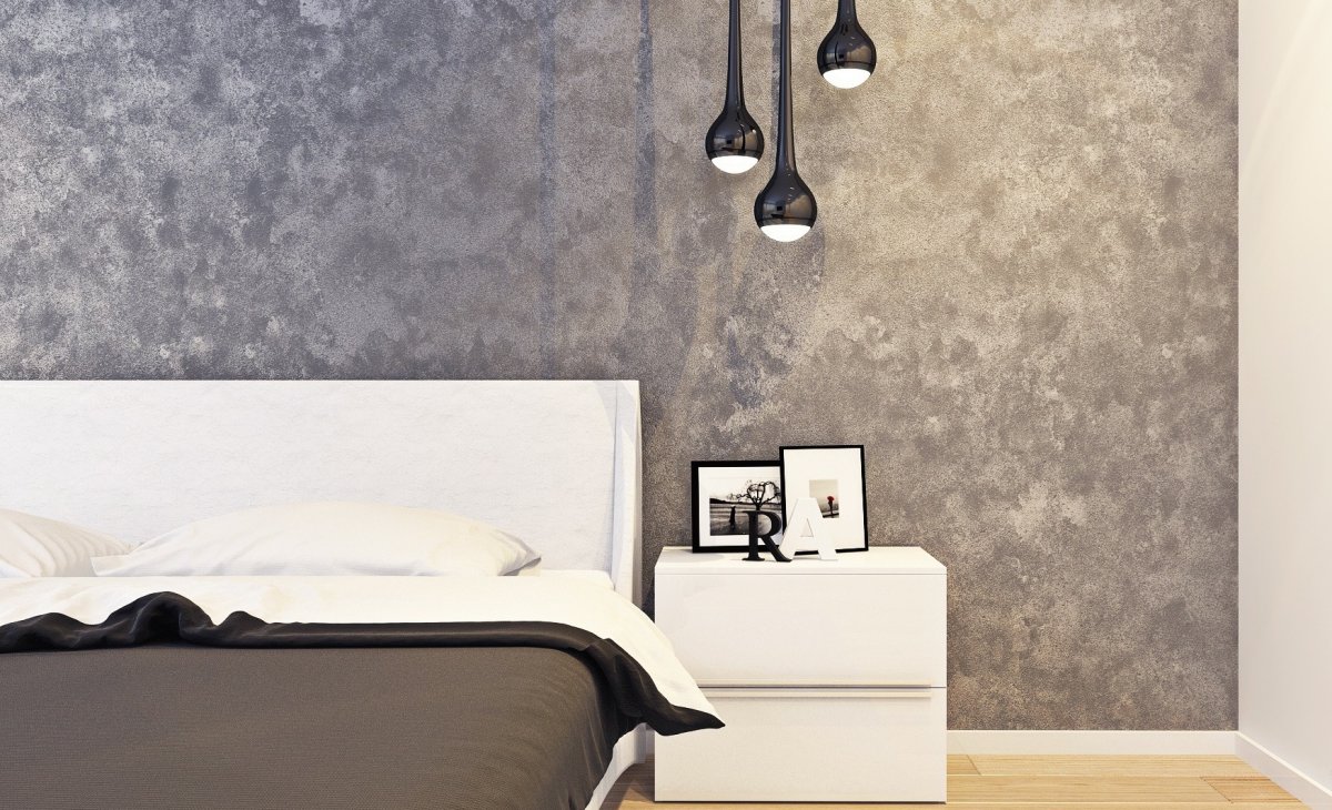 Декоративная штукатурка в спальне Минимализм