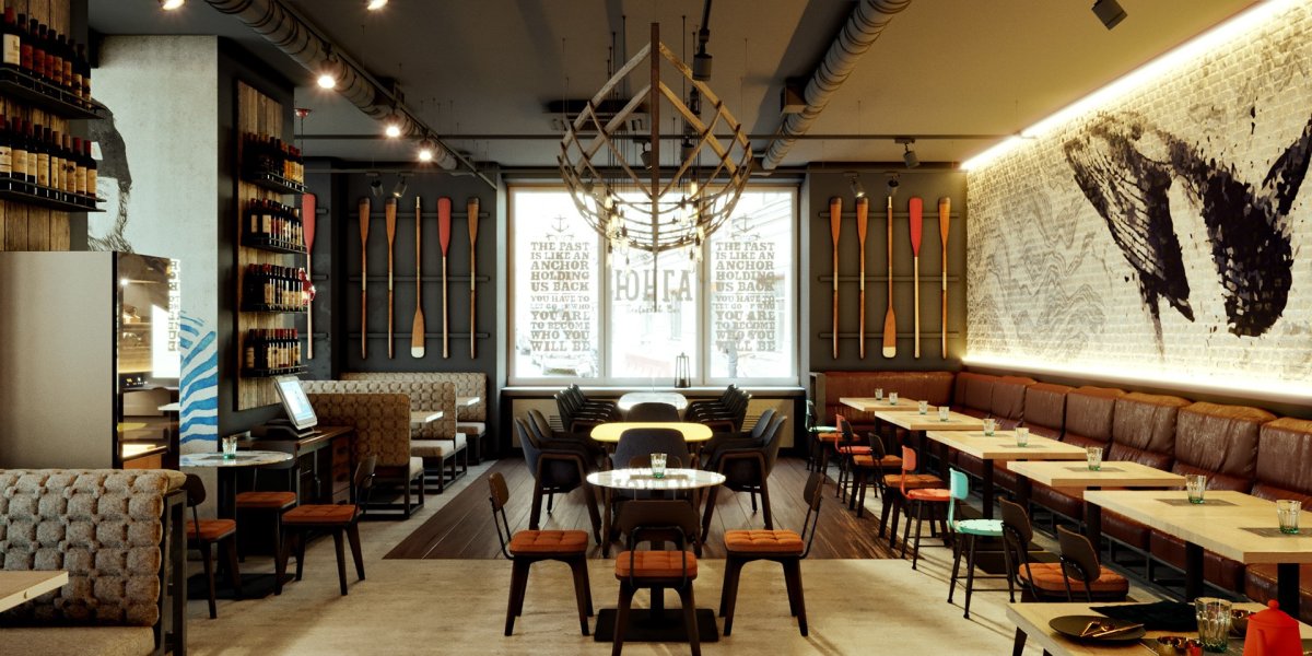 Освещение в интерьере кафе