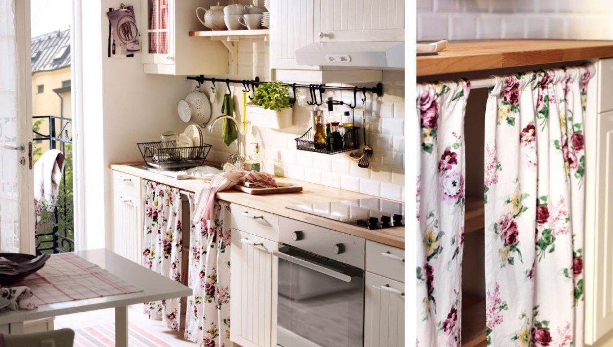 Кухня без фасадов в деревенском стиле