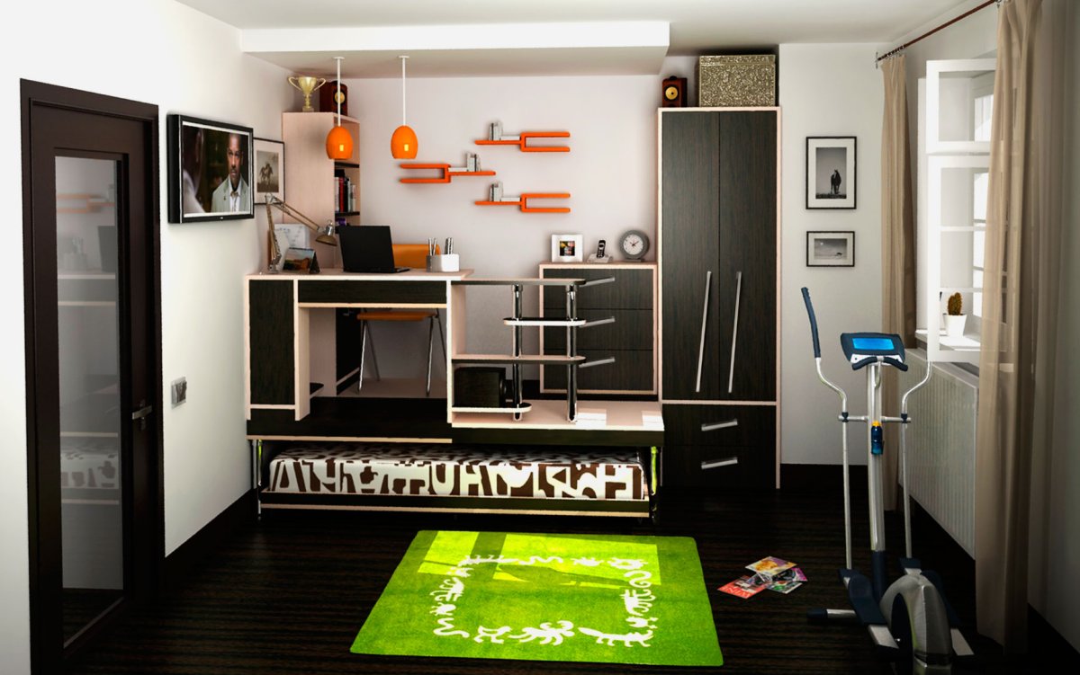 Кровать подиум у окна