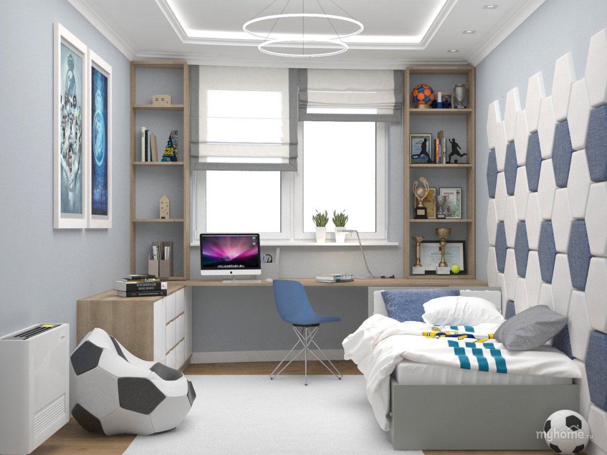 Дизайн узкой комнаты для мальчика