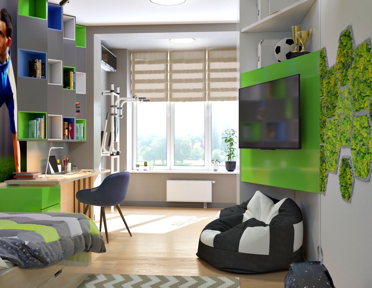 Комната в футбольном стиле для подростков