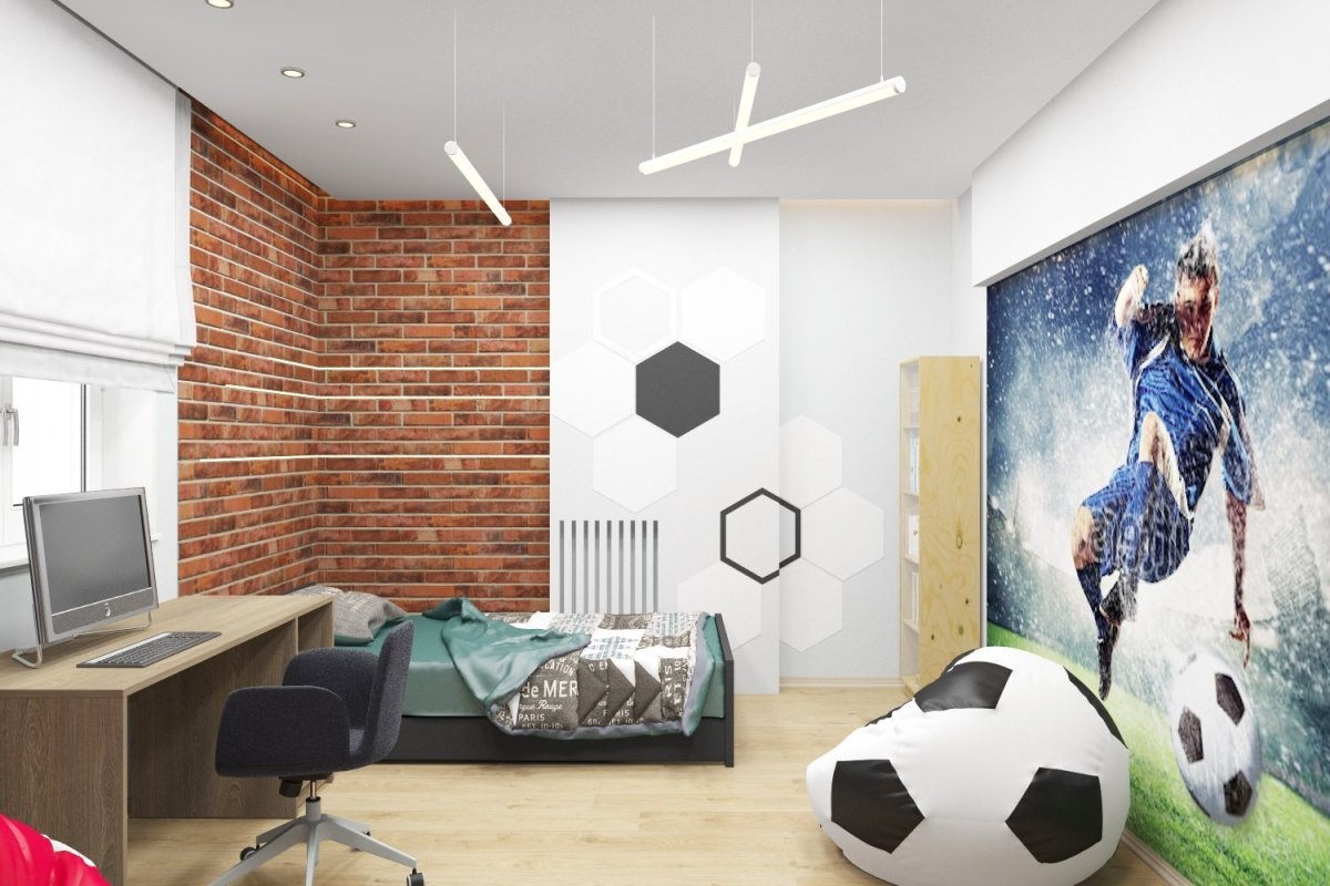 Спальня в стиле футбола
