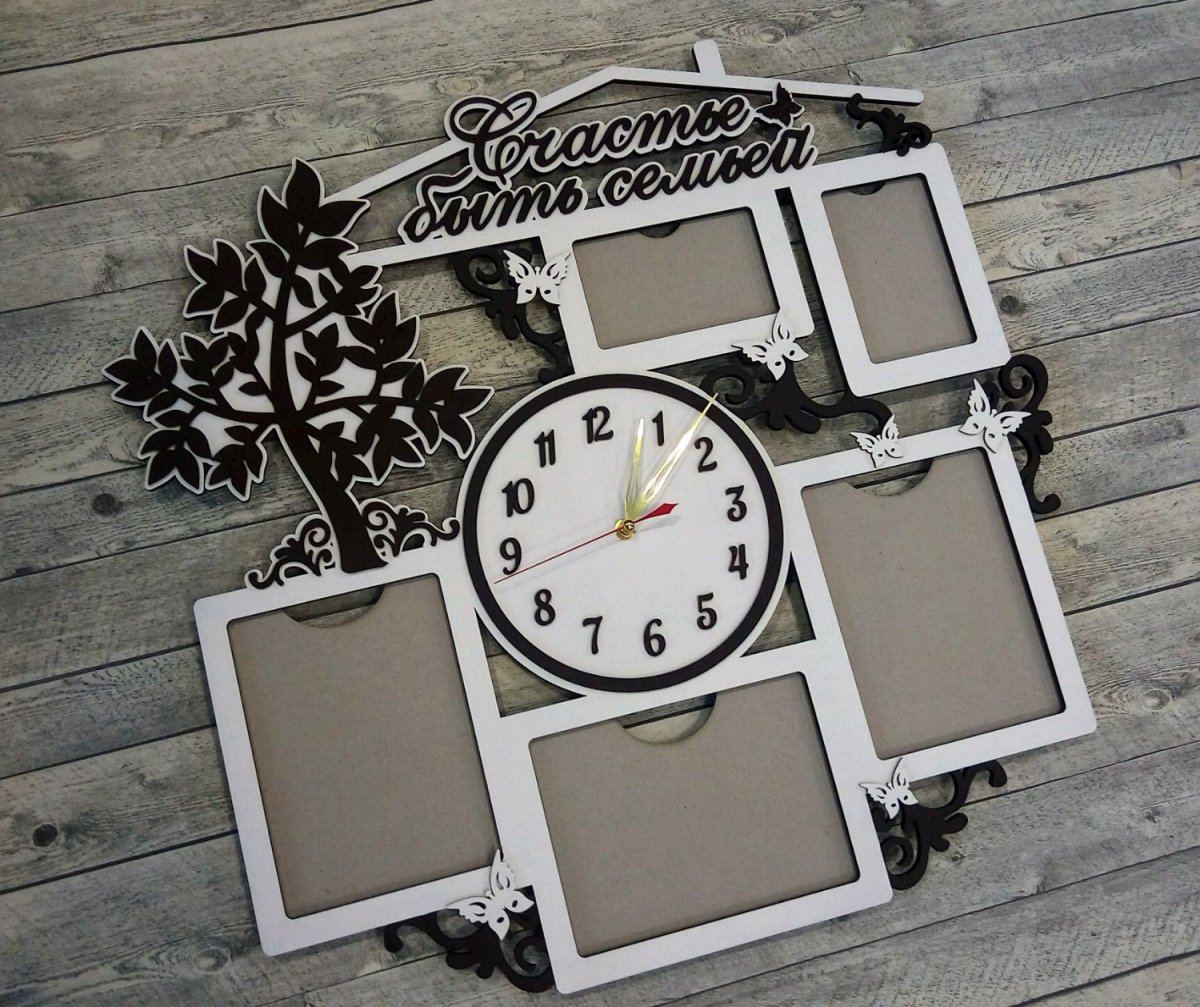 Фоторамки с часами из дерева