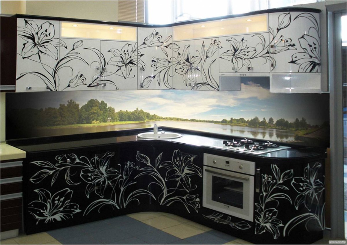 Зеленая плёнка обклеить кухонный гарнитур